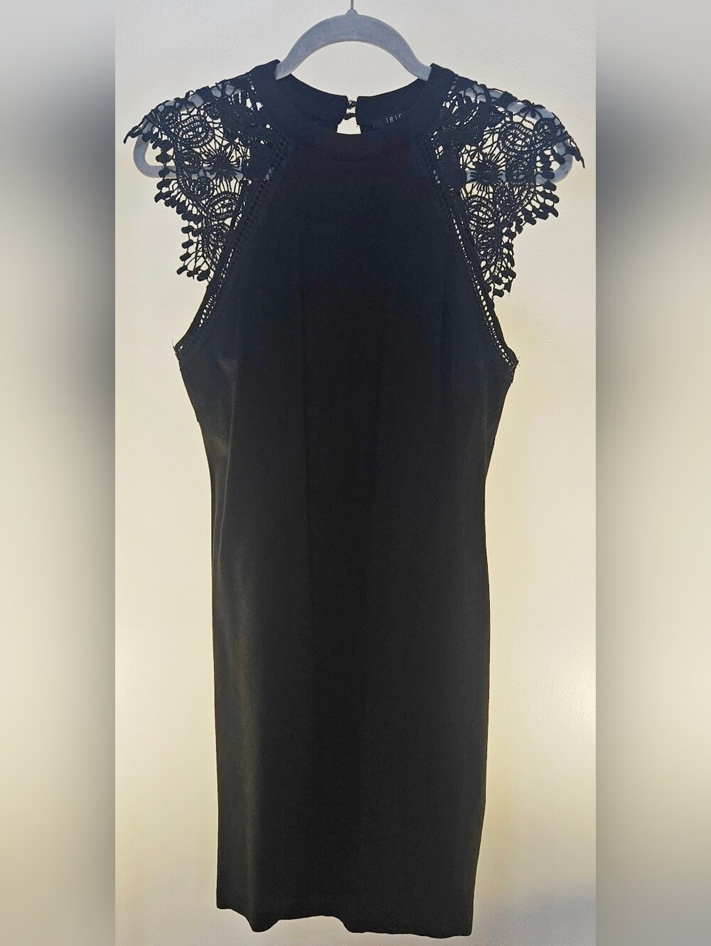 Black Lace-Shoulder Women's Dress